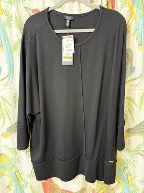 Jones New York Black Long-Sleeve Pullover Sweatshirt